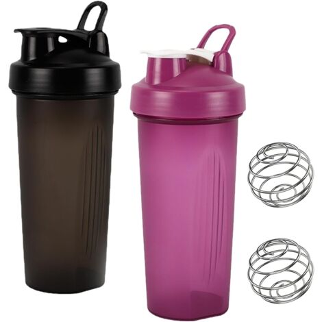 Shakers Protéinés, avec Boule de Mélange, Lot de 2 Shakers, Anti-Fuite, Sans BPA, Couvercle à Rabat, Gourde pour Protéines et Compléments Alimentaires, Durable et Sans Odeur (1/5)
