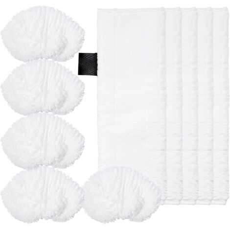 10 Bonnettes Microfibre Lingettes, 5 Chiffons pour le Sol + 5 Housses pour la Buse Manuelle, Accessoires de Rechange, Compatible avec Karcher Easyfix SC2, SC3, SC4, SC5 (1/5)