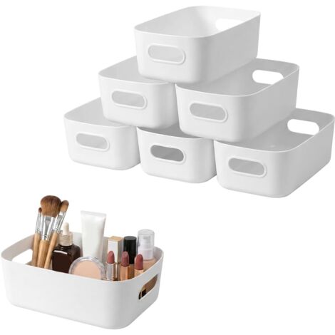 Lot de 6 Panier de Rangement Plastique, Panier Organiseur de Rangement pour Cuisine, Salle de Bain, Bureau, Étagère, Contenants Multifonctionnels pour Maison et Bureau (1/5)