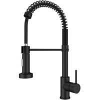 Robinet mitigeur d'évier de cuisine avec poignée unique en laiton massif noir robinet de cuisine monotrou Pulvérisateur pivotant Robinet mitigeur froid et chaud
