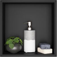 Niche Salle de Bain,Niche Murale Douche Acier Inoxydable,Niche Murale Douche Seule Couche,Niche Douche Encastrable 32x32x12.5cm,Noir