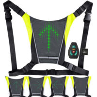 Gilet de vélo à paillettes. Gilet LED 2 en 1 amélioré. Bandoulière réglable. La batterie rechargeable offre 4 et 15 heures d’autonomie. Télécommande sans fil étanche.