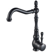 Black Brass Basin Faucet - High-Arch Swivel Retro Sink Mixer for Kitchen/Bathroom