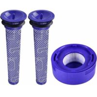 3 Pack Pre And Post Motor Filter Replacement For Dyson V8 And V7 Cordless Vacuum Cleaner Filter Set, Family Pack