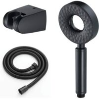 High Pressure Shower Head 3 Functions Hand Shower Anti Limescale Water Saving Hand Shower Head Shower Head with 1.5M Shower Hose and Bracket, ABS, Round, Black