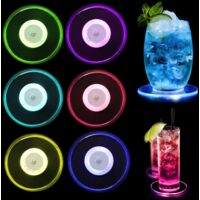 LED-Untersetzer mit 7 Beleuchtungsmodi, leuchtende Gläser, wasserdichte Lichter für Glaspartys, Hochzeiten, Bars und Weihnachten, 6-teilig