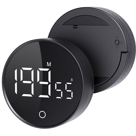 Minuteur numérique rechargeable - Noir - Cuisine/Bureau - Compte à rebours -