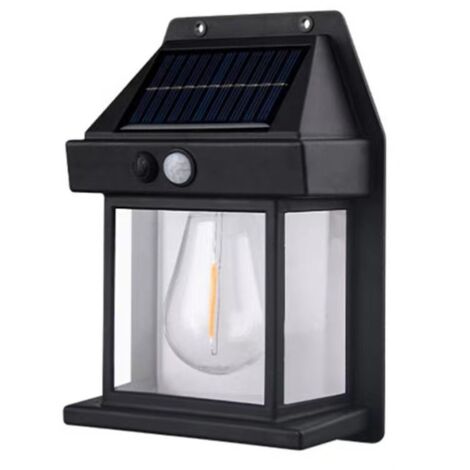 Applique solaire murale noire - Éclairage extérieur étanche - Applique murale avec 3 modes d'éclairage et capteur - Éclairage pour jardin ou terrasse (1/5)