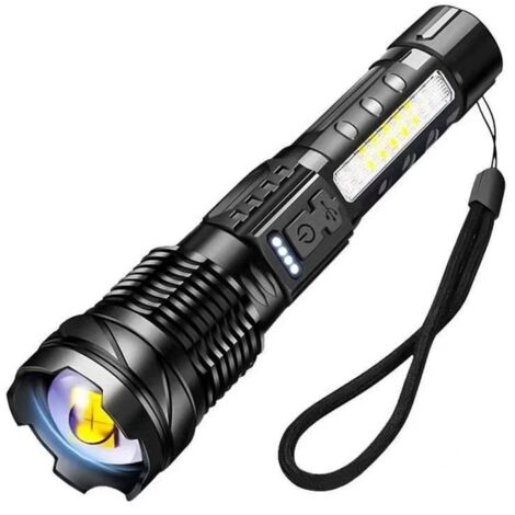 Lampe torche laser blanche haute intensité, idéale pour la pêche nocturne en extérieur, batterie longue durée, rechargeable, rétractable,
