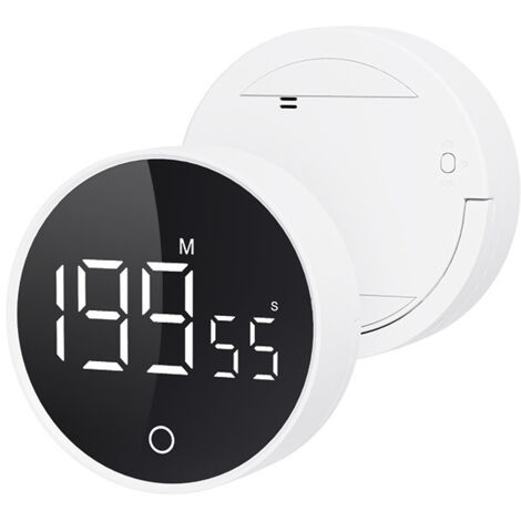 Minuteur numérique rechargeable - blanc - cuisine/bureau - compte à rebours - (1/5)