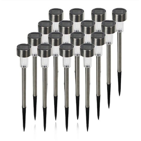 Lot de 16 lampes solaires d'extérieur, en acier inoxydable, lampadaires, lumière blanche, (1/5)