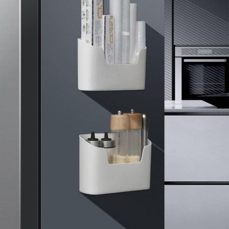 Boîte à double porte adhésive, organisateur de cuisine pour plan de travail, ABS blanc (1/5)