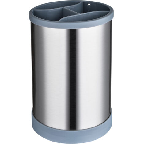Organisateur de couverts en acier inoxydable avec support rotatif, rangement de comptoir pratique et durable – (1/5)