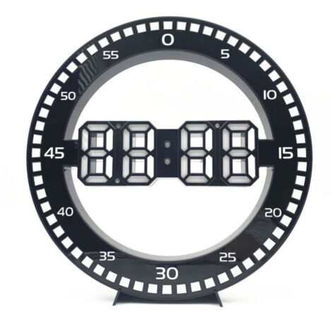 Horloge murale lumineuse LED en forme de grande roue - horloge murale ronde - horloge murale numérique - réveil. (1/4)