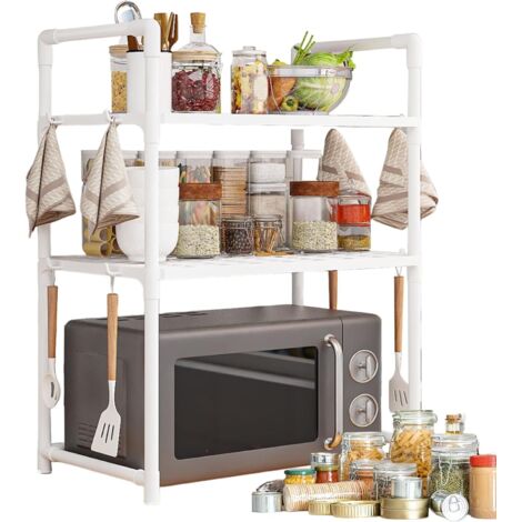 Support pour four à micro-ondes, étagère de rangement multifonctionnelle pour la maison, double couche, blanche,