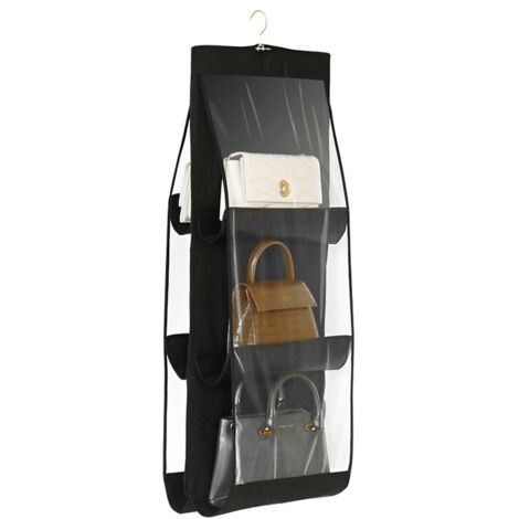 Organisateur de bagages suspendu, 6 compartiments, paroi transparente, noir