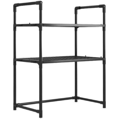 Support pour four à micro-ondes, étagère de rangement fonctionnelle pour la maison, 2 niveaux, noir,
