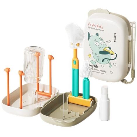 Ensemble goupillon – Égouttoir pliable – Kit de nettoyage 6 pièces – Gris – (1/5)