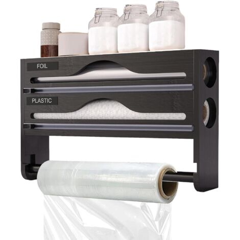 Distributeur de papier aluminium avec coupe-papier, double compartiment, noir