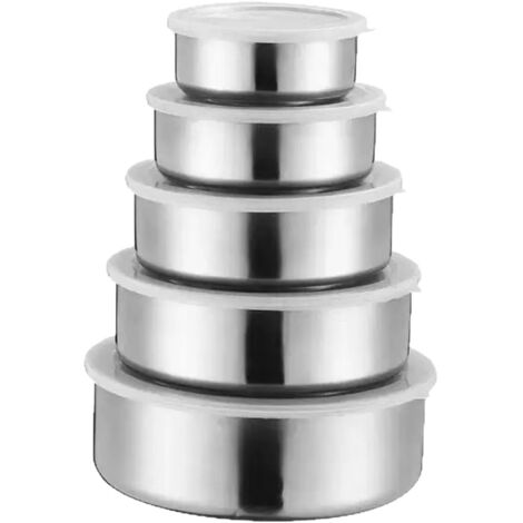Ensemble de 5 boîtes de conservation en acier inoxydable, (1/5)