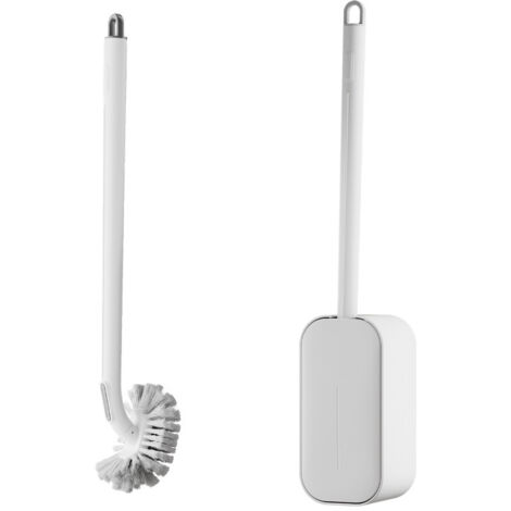 Brosse de toilette avec support, accessoire de salle de bain, brosse de toilette blanche