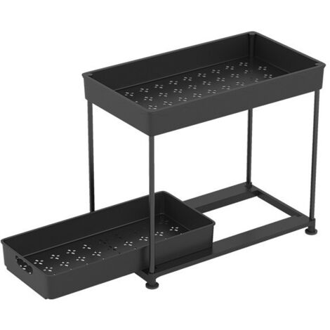 Boîte de rangement coulissante, boîte de rangement multifonctionnelle pour sous le placard, noire (1/3)