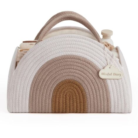 Sac à langer et panier – Boîte de rangement tressée – Blanc –