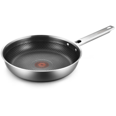 Poêle antiadhésive saine, compatible induction, en acier inoxydable, noire (1/5)