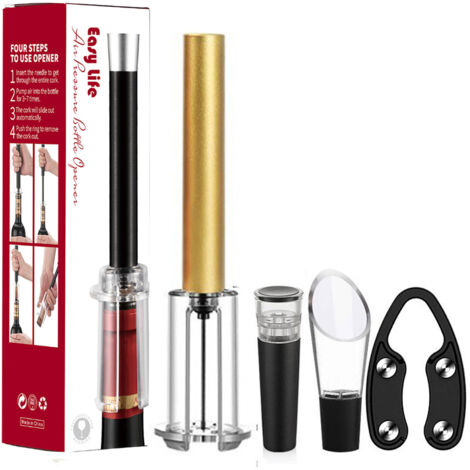 Lot de 4 ouvre-bouteilles pneumatiques en aluminium, dorés