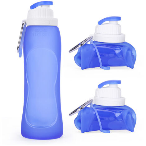 Auzlya - Lot De 3 Bouteilles D'eau Pliables 500 Ml, Sans BPA, Avec Mousqueton, Idéales Rando Et Voyage