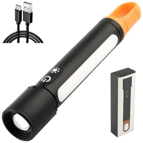 Lanterne de camping – Lampe torche avec projecteur – Lanterne LED rechargeable – Orange