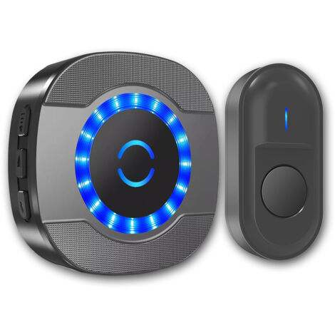 Sonnette sans fil noire – 55 mélodies – Portée de 300 m – Prise domestique – LED (1/5)