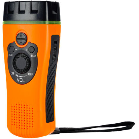 Lampe de secours extérieure – Radio à manivelle – Lampe torche à manivelle – Radio portable – ABS – Orange (1/3)