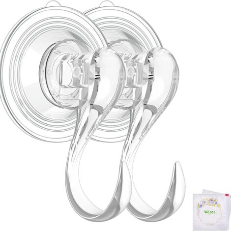 Lot de 2 pinces à cheveux à ventouses, crochets de suspension avec ventouses, lingettes humides incluses, transparent (1/5)