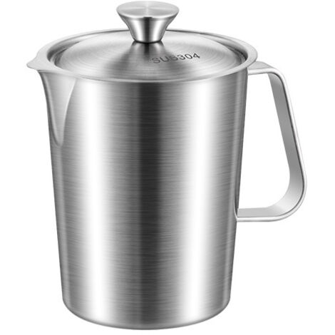 Tasse à mesurer en acier inoxydable de 2 L avec bec verseur, pichet à lait, à café et à latte, motif