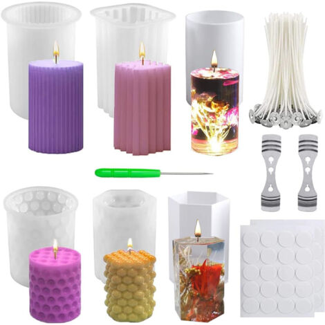 Lot de 10 moules à bougies en silicone, formes variées, blanc (1/5)