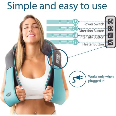 Appareil de massage par acupression pour la nuque et le dos (avec fonction chauffante) - coussin de massage pétrissant - masseur électrique. (1/5)
