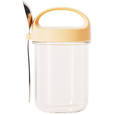 Pot de lait et yaourt – pot de muesli à emporter – verre avec couvercle – Jaune (1/4)