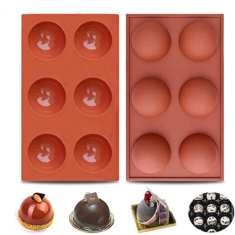 Moule demi-sphère en silicone, moule à chocolat et à gâteau, brun rougeâtre