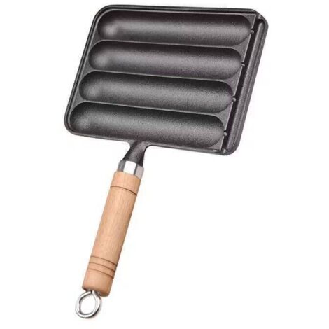 Gril multifonctionnel pour saucisses – Moule à takoyaki – Poêle à poisson et tofu – Ensemble de grillades – Fonte – Noir