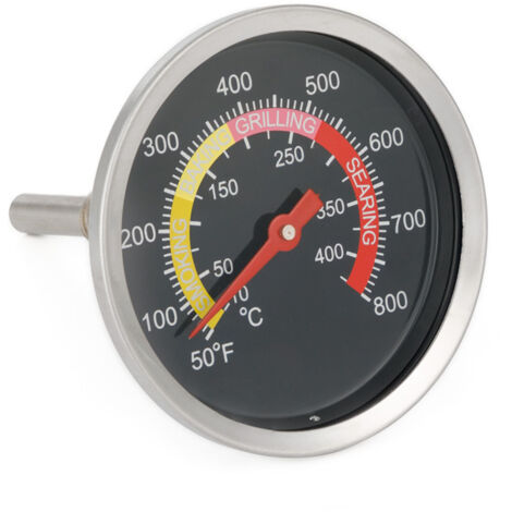 Thermomètre pour barbecue au charbon de bois, fumoir, indicateur Fahrenheit, thermomètre en acier inoxydable (1/5)
