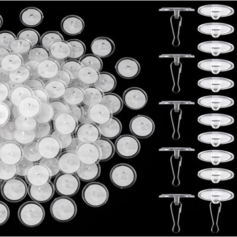 100 crochets auto-adhésifs, en plastique transparent