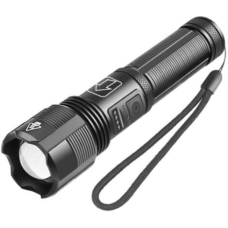 Lampe torche LED rechargeable – 1000 lumens – ABS – Noire