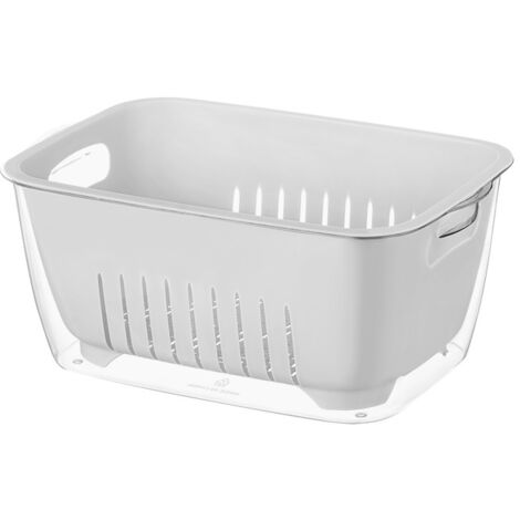 Panier d'égouttage 2 en 1, bassine à fruits et légumes, passoire blanche – (1/3)
