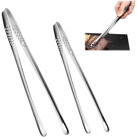 Ensemble de 2 pinces à barbecue, pinces de cuisine en acier inoxydable, argentées (1/5)