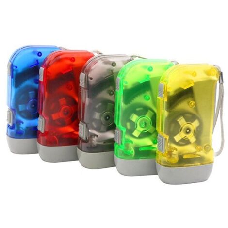 Lot de 5 lampes torches d'urgence portables, à manivelle, multicolores
