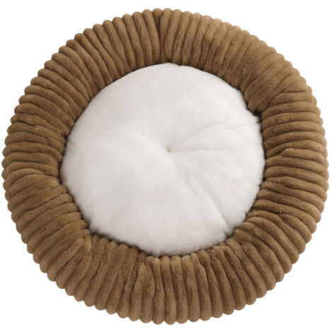 Panier pour chien en forme de donut – confortable et doux – panier pour animaux – tissu – Khaki (1/5)