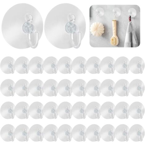 Lot de 40 crochets à ventouse, crochets de suspension sans perçage en PVC, noir