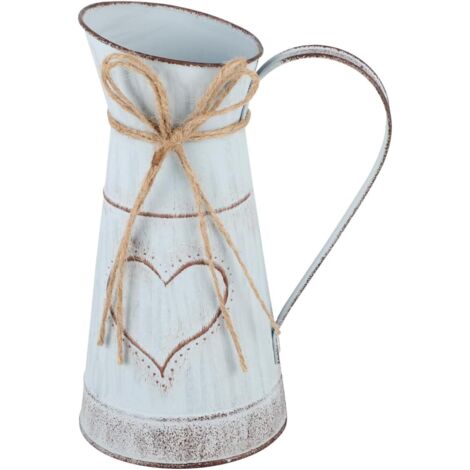 Seau décoratif vintage à motifs floraux, vase en métal avec anse en forme de cœur –