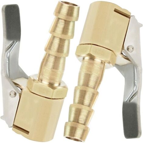 Lot de 2 embouts de gonflage en laiton 8mm – Connecteurs pour pneus de voiture, moto et vélo – Clip argenté pour contrôle